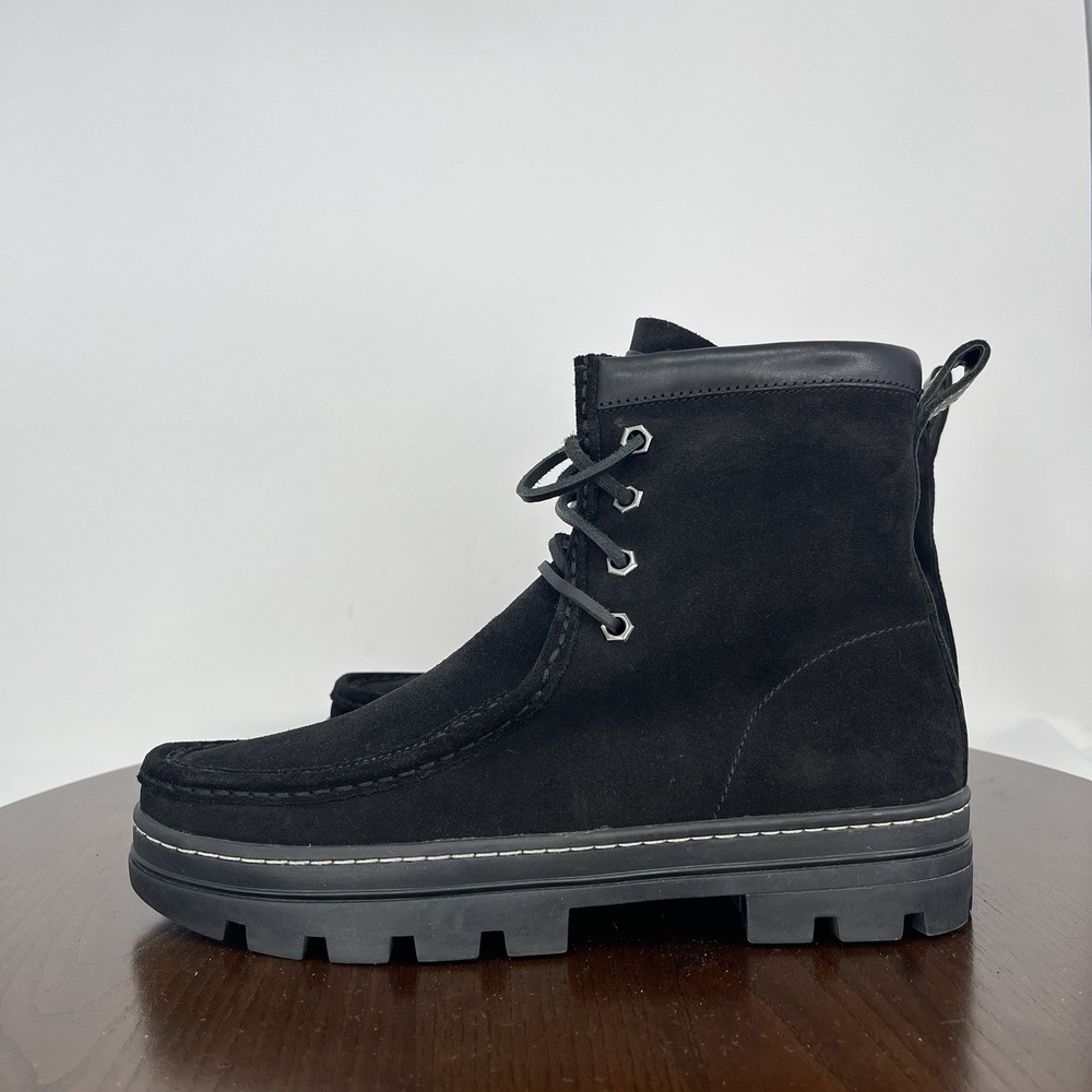 Polo Ralph Lauren Mikayla Boots Women's 10B Black‎  Leather Suede Lug Sole Shoes